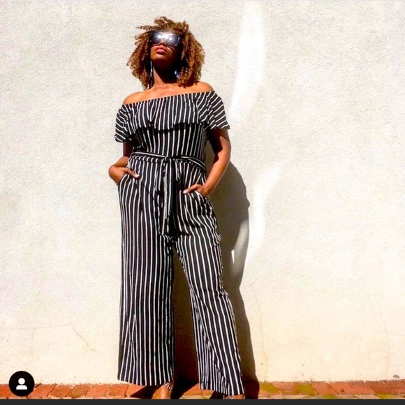 Lane Bryant Striped Wide Leg Jumpsuit Size 14/16 - Picture 3 of 4